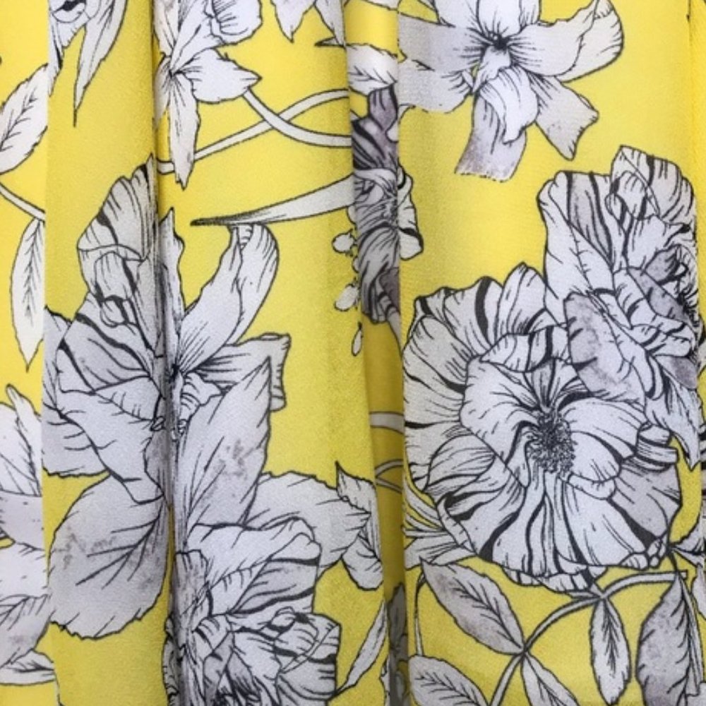 SEED Tie Sleeve Daffodil Yellow Floral Cold Shoulder Mini Dress - Picture 12 of 13